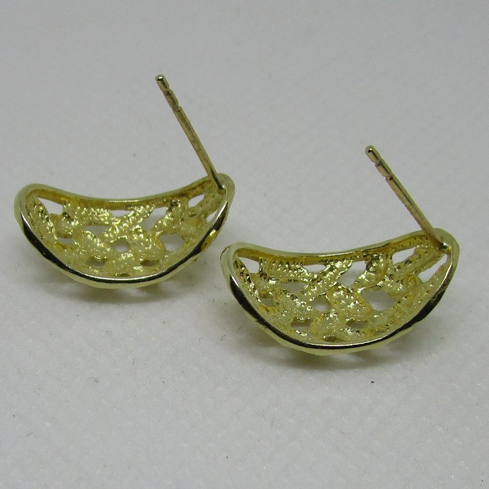 14kt Solid Yellow Gold Earrings - image 3